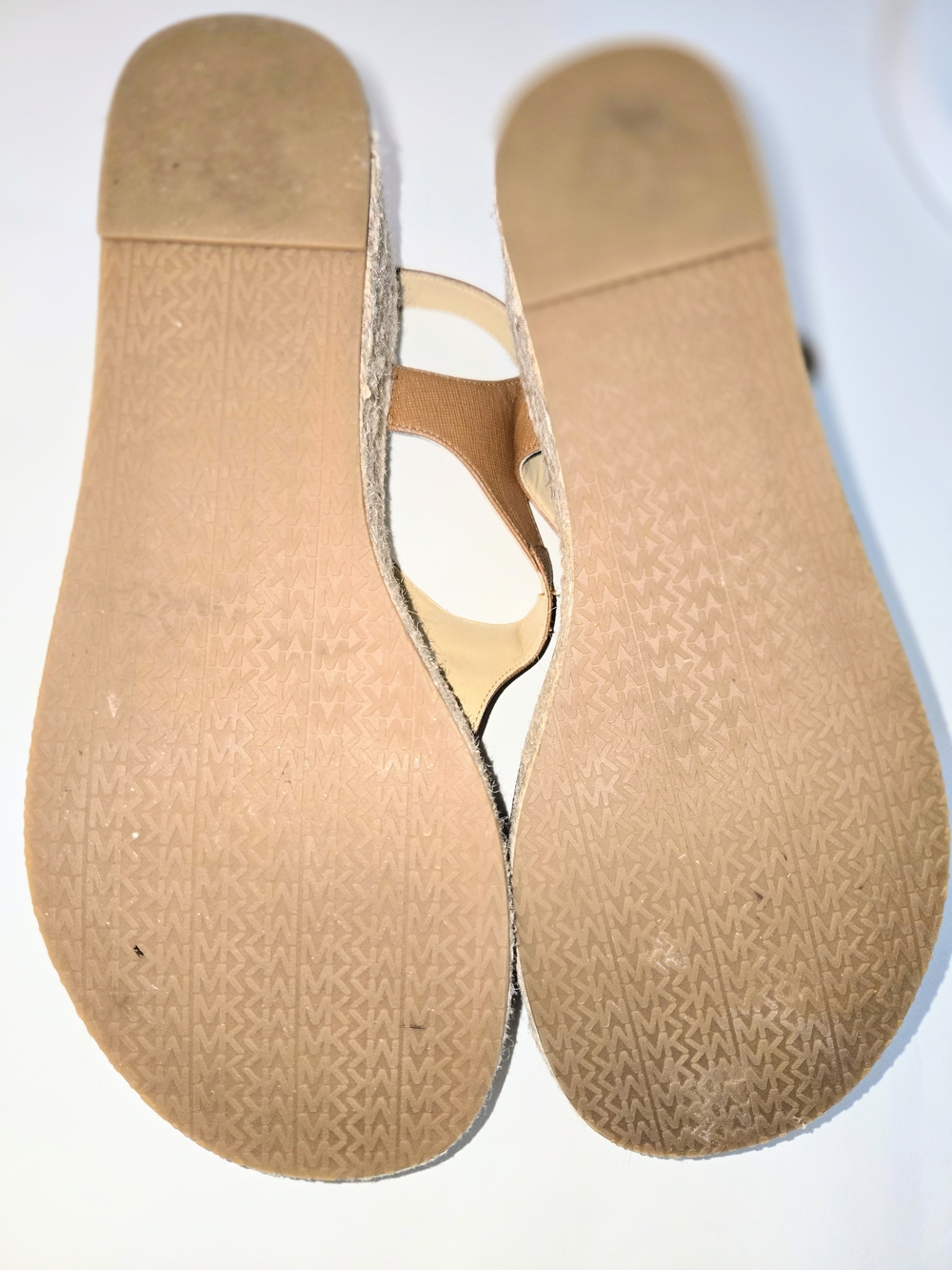 Michael Kors Tan Espadrille Leather Wedge Heel Thong Sandal Women's Size 8.5 - Picture 12 of 13